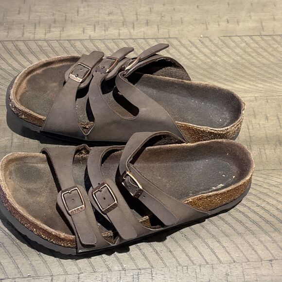 Birkenstock Florida Womens Sandal size 6.5-7 Soft Footbed Mocha Brown  READ - Picture 2 of 7